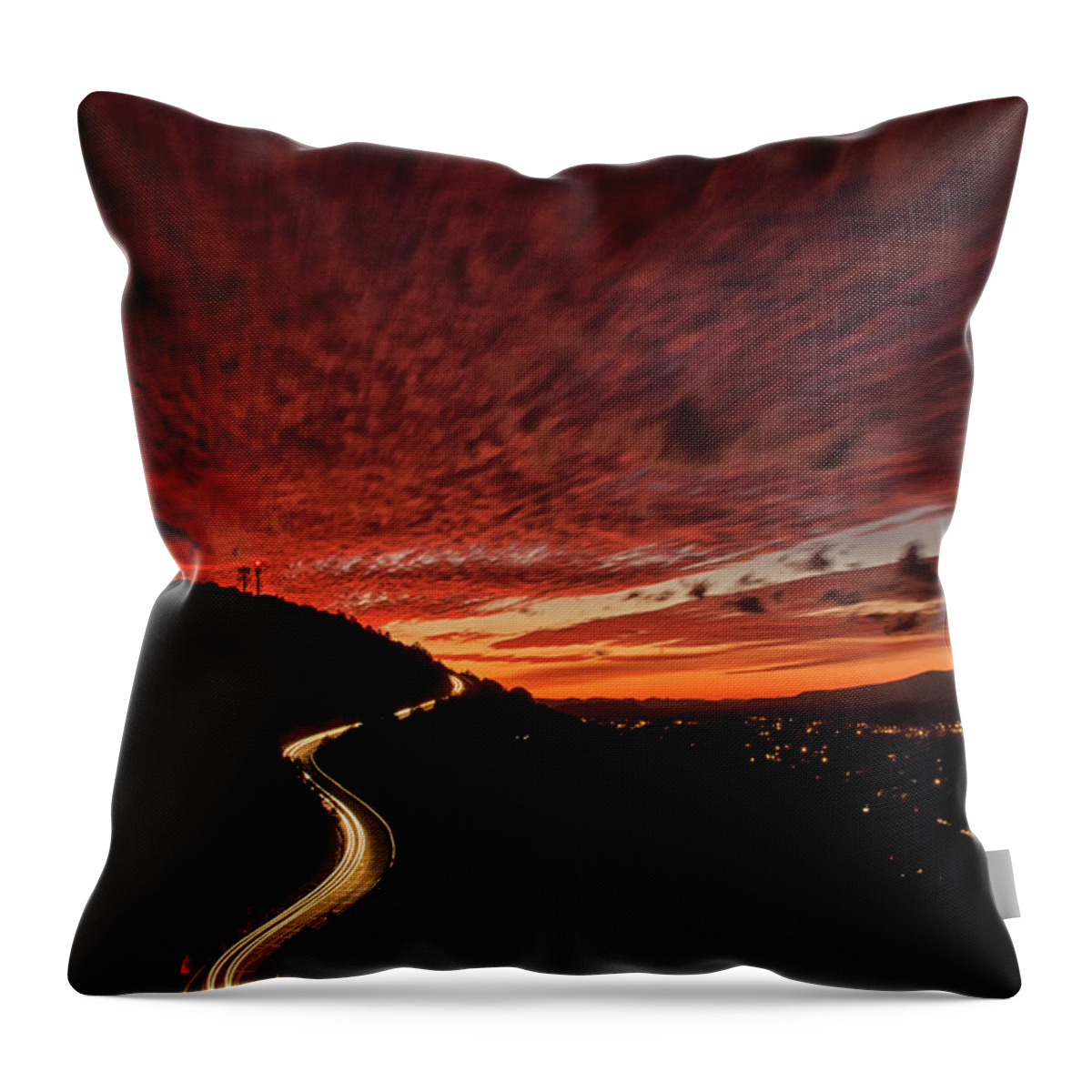 Airport Mesa Throw Pillow featuring the photograph Airport Sunset by Tom Kelly