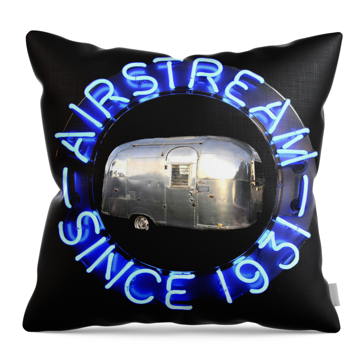 Airstream Throw Pillow featuring the photograph Airstream since 1931 dual image work A by David Lee Thompson