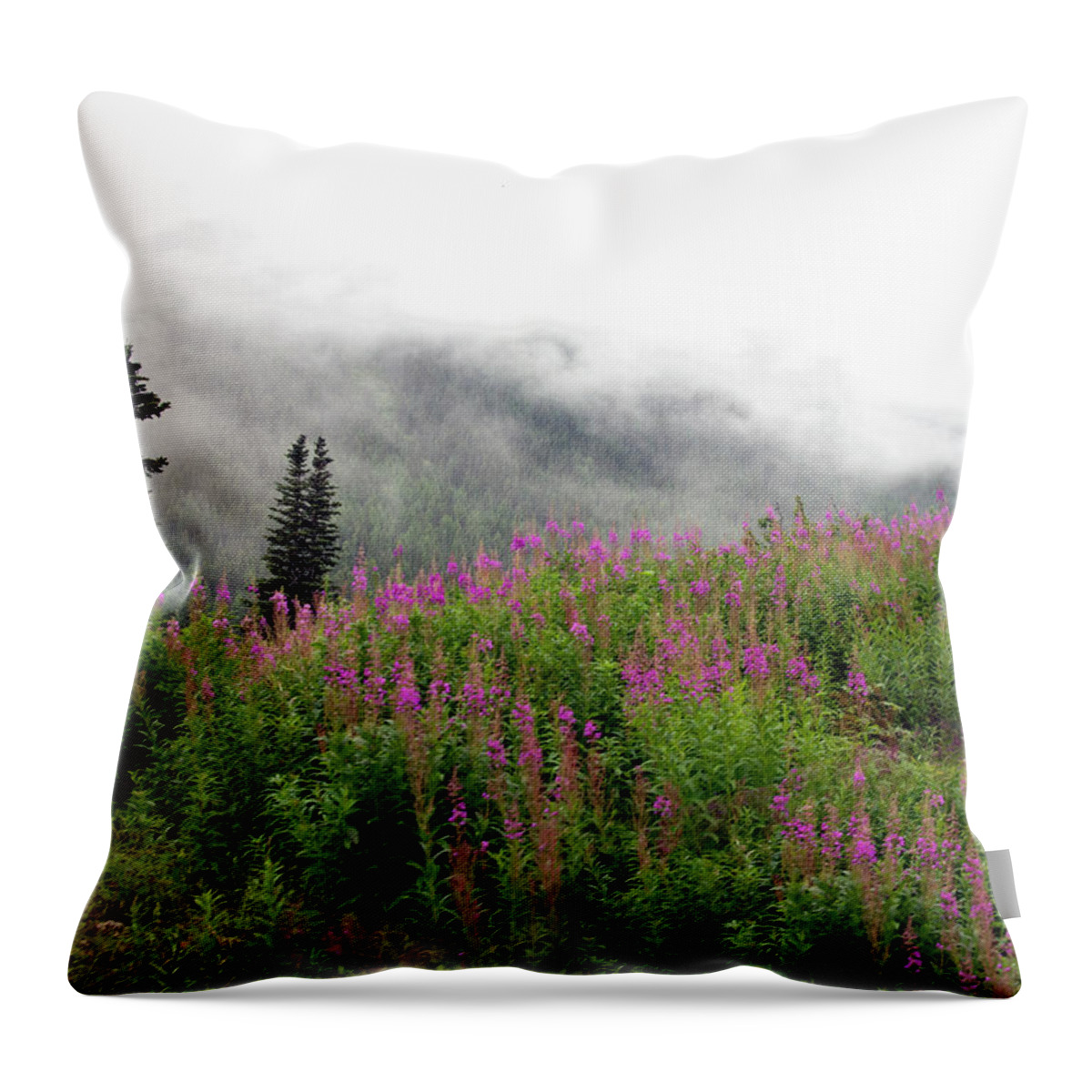 Alaska Throw Pillow featuring the photograph Alaska Mountain Wildflowers by Karen Zuk Rosenblatt