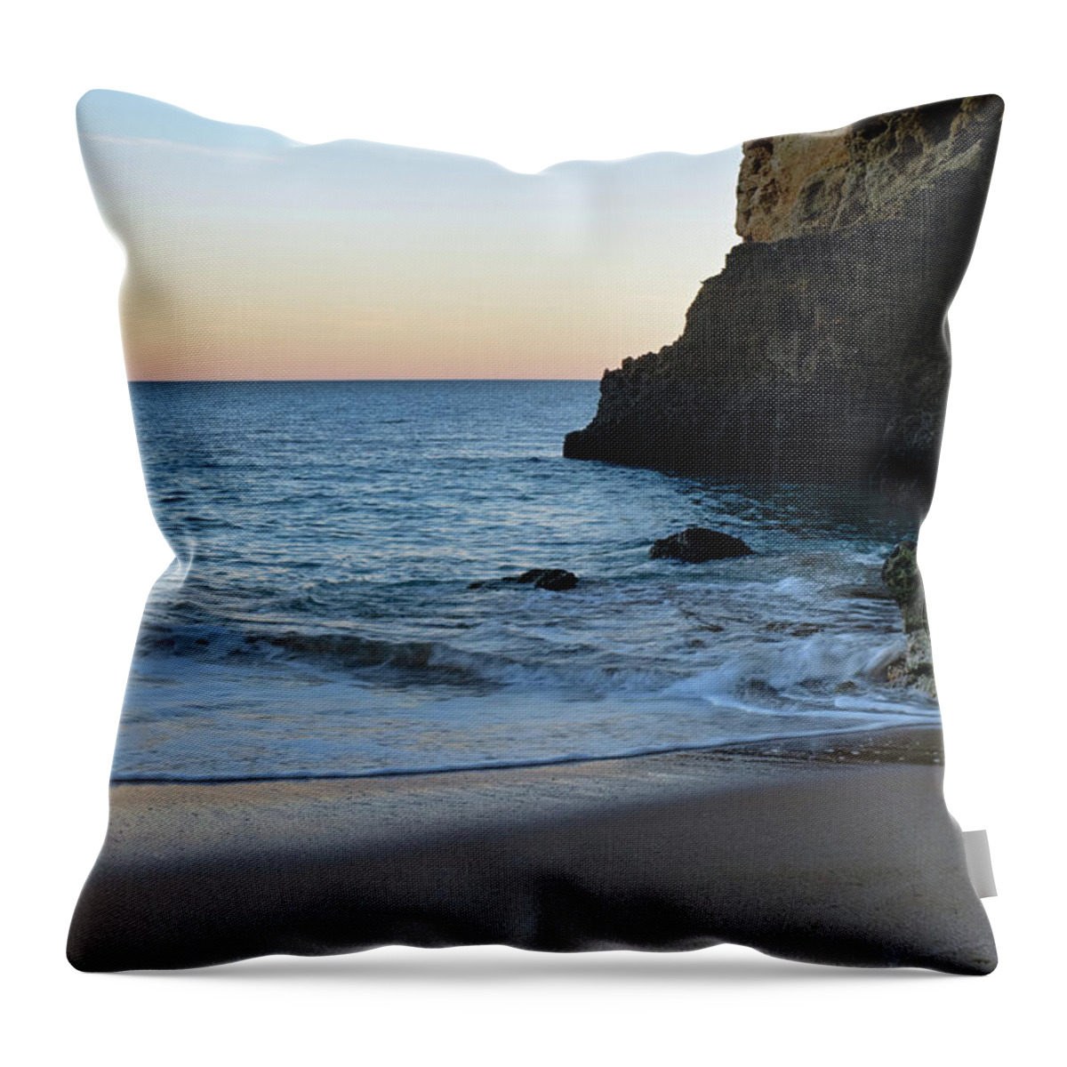 Beach Scene Throw Pillow featuring the photograph Albandeira Beach Welcoming Twilight 2 by Angelo DeVal