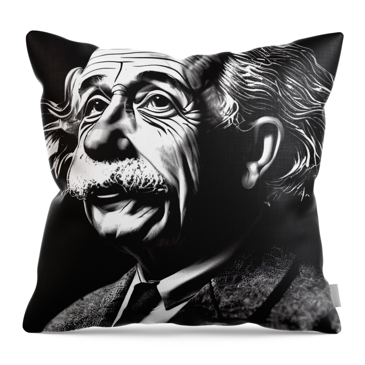 Albert Einstein Portrait Proportionate Symmetrical Bo 6178fbb8 1616 416d A61d 687fa15ef816 Contemporary Throw Pillow featuring the painting Albert Einstein portrait proportionate symmetrical bo 6178fbb8 1616 416d a61d 687fa15ef816 by Celestial Images