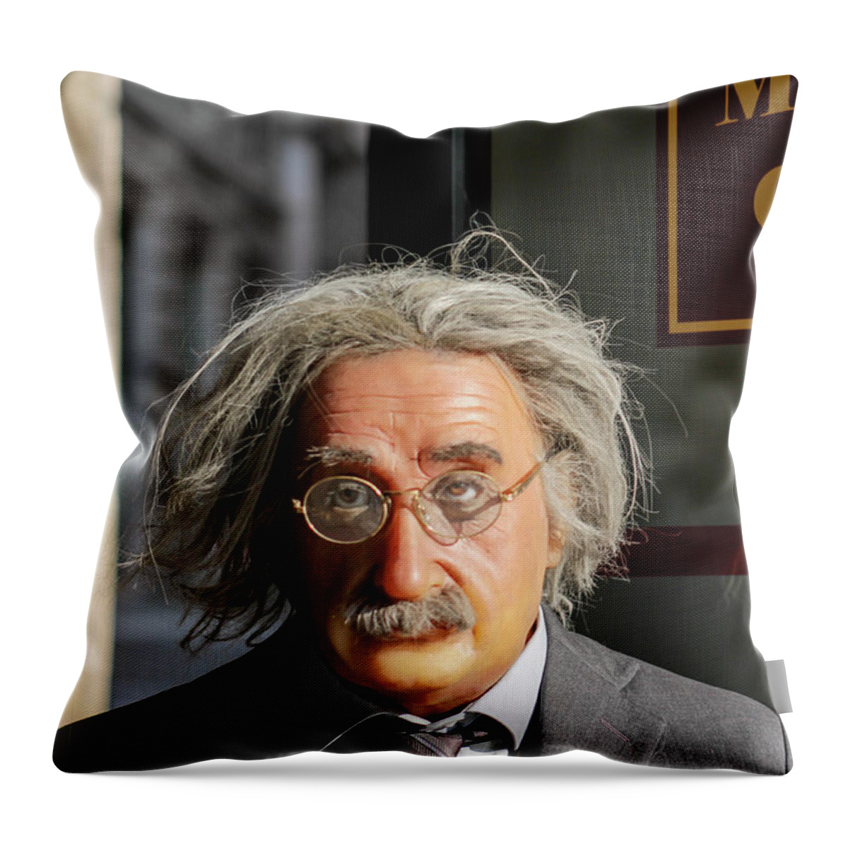 Albert Einstein Throw Pillow featuring the photograph Albert Einstein Wax figure Wall Art by Stefano Senise
