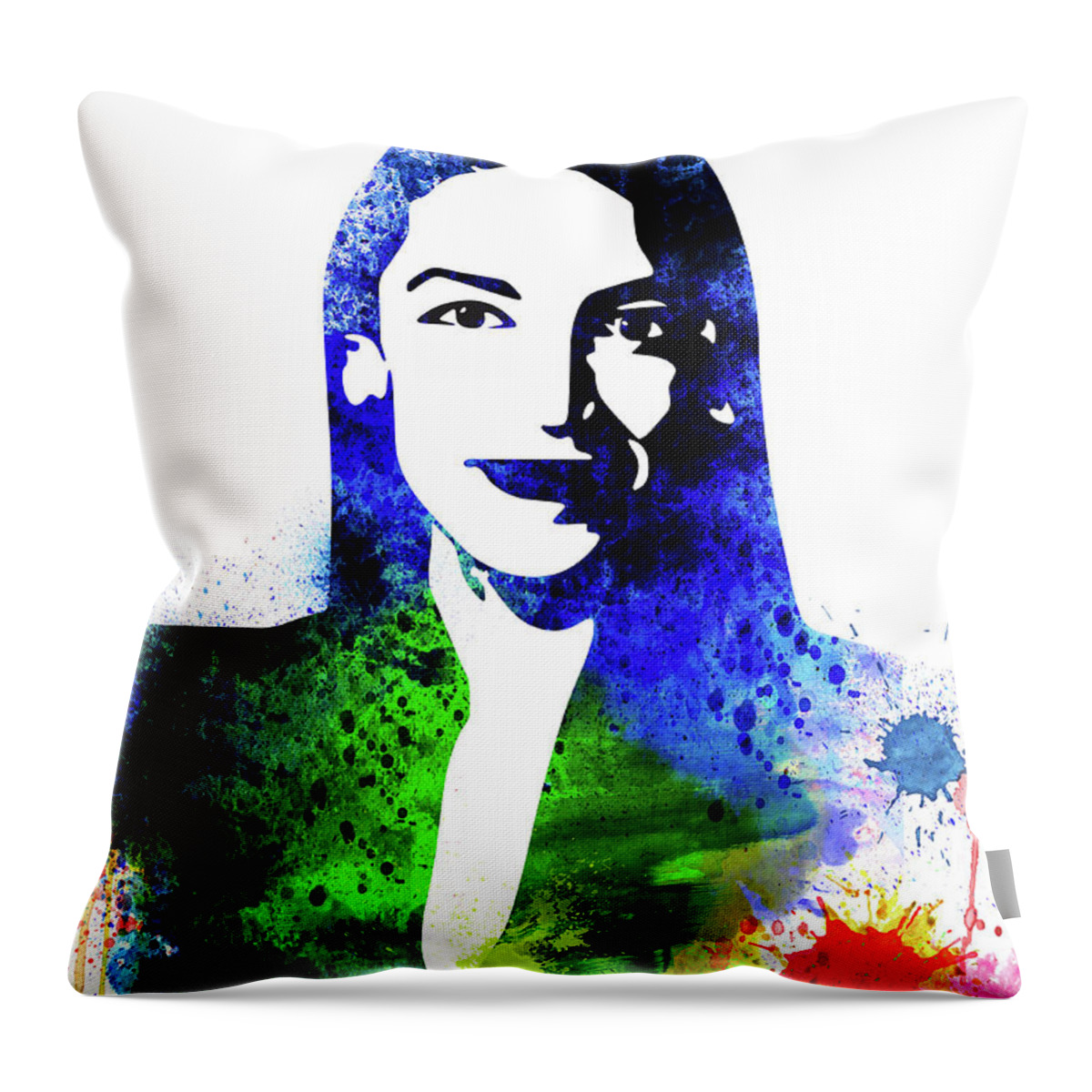 Alexandria Ocasio-cortez Throw Pillow featuring the digital art Alexandria Ocasio-Cortez by Naxart Studio