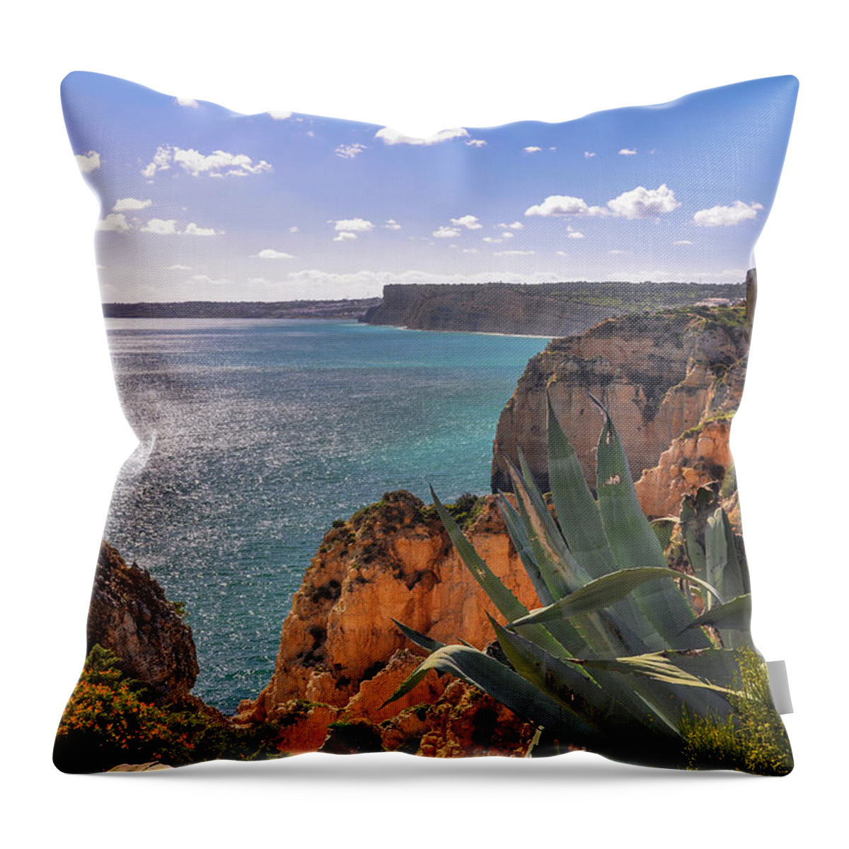 Praia Throw Pillow featuring the photograph Algarve Afternoon by Rebecca Herranen