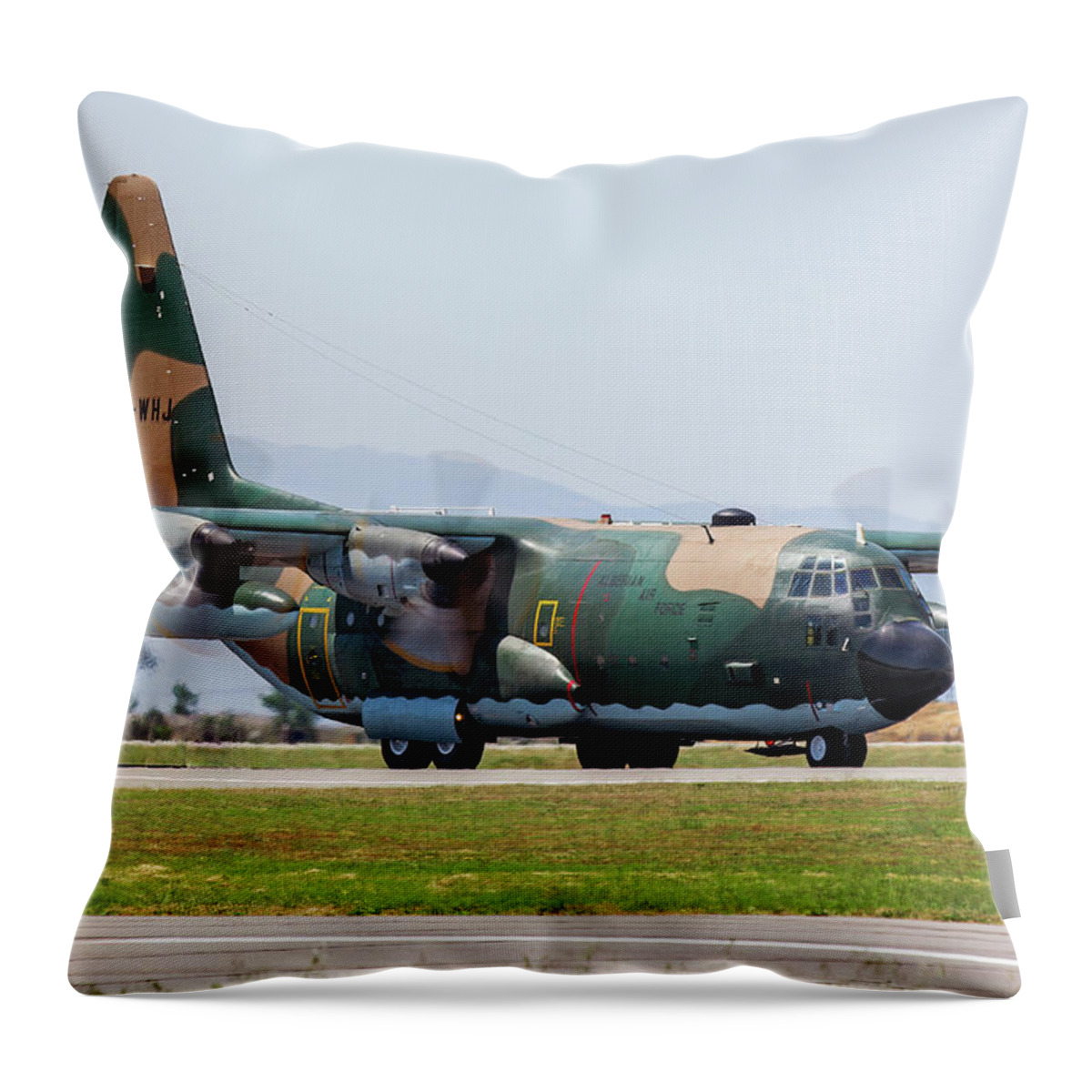 Aircraft Throw Pillow featuring the photograph Algerian Air Force C-130H Hercules by Tim Beach