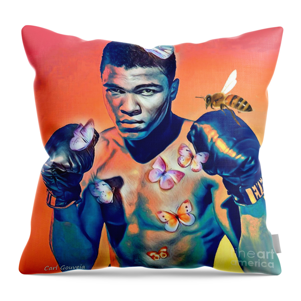 Ali Art Throw Pillow featuring the mixed media Ali by Carl Gouveia