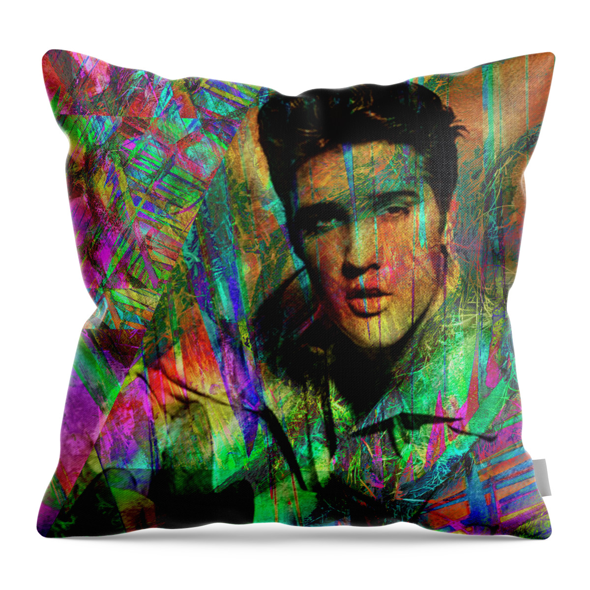 Elvis Throw Pillow featuring the digital art All Shook Up by Rob Hemphill