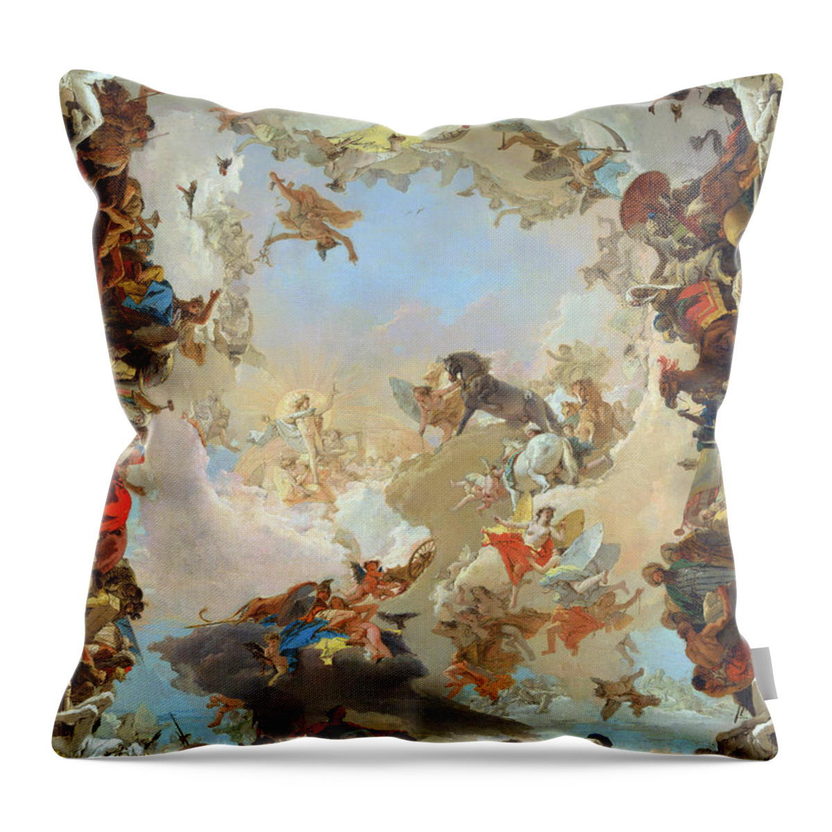 Allegory Throw Pillow featuring the painting Allegory of the Planets and Continents by Long Shot