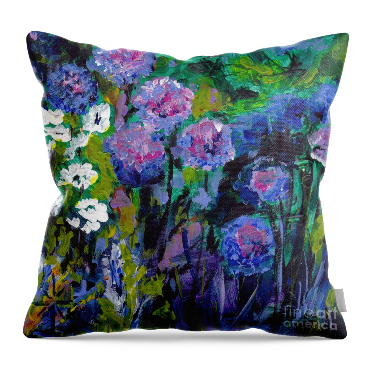 Flowers Throw Pillow featuring the painting Allium by Jodie Marie Anne Richardson Traugott     aka jm-ART