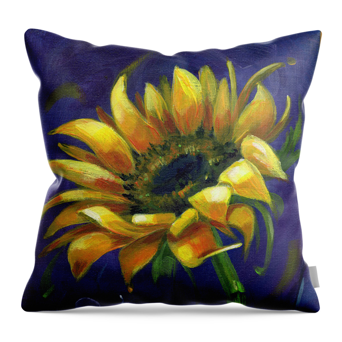 Sunflower Throw Pillow featuring the painting Almost Home - Sunflower Painting by Annie Troe