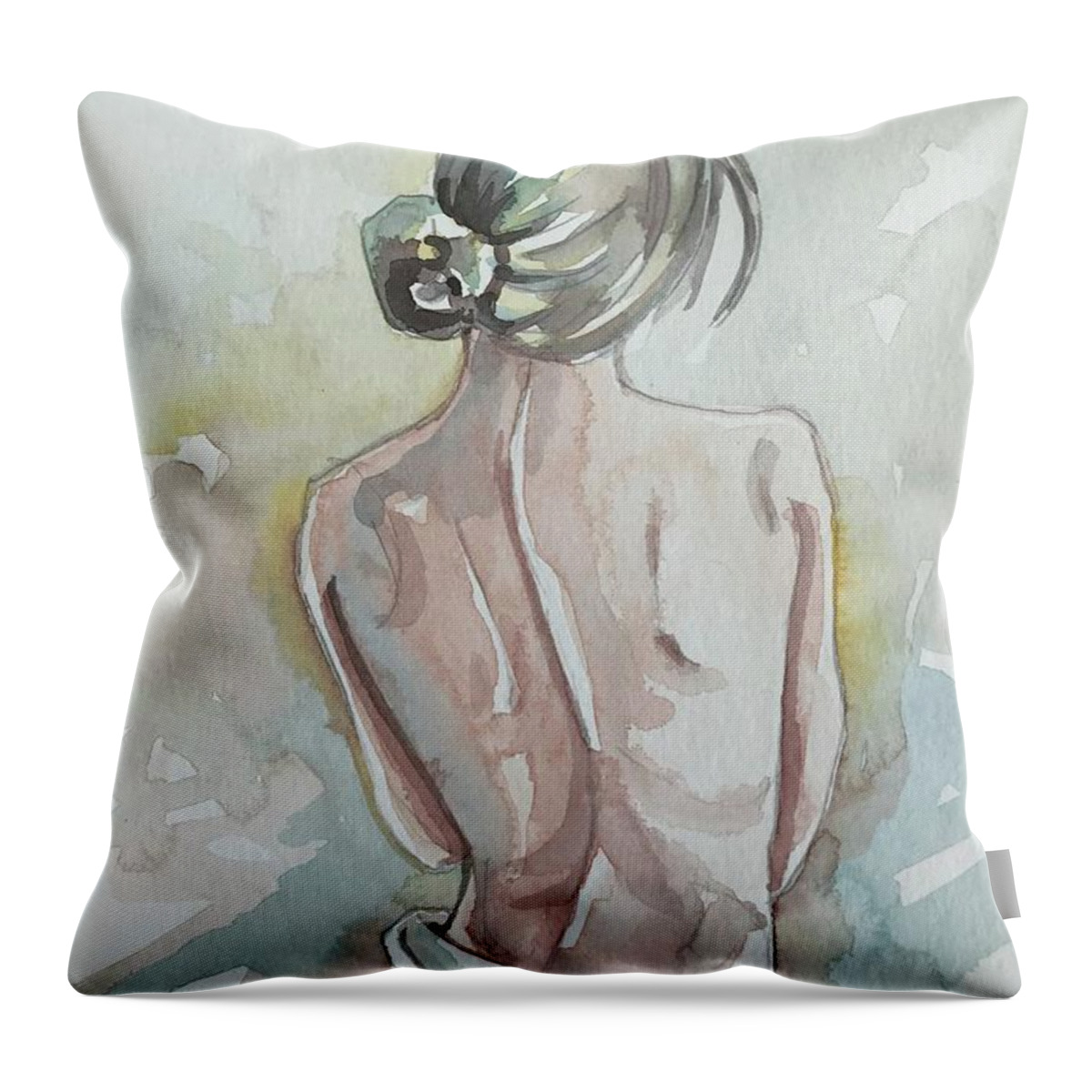 Woman Throw Pillow featuring the painting Alone by Luisa Millicent