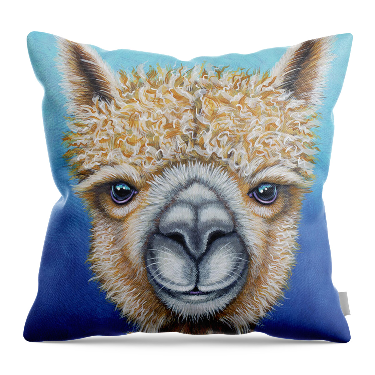 Alpaca Throw Pillow featuring the painting Alpaca Whimsy by Tish Wynne