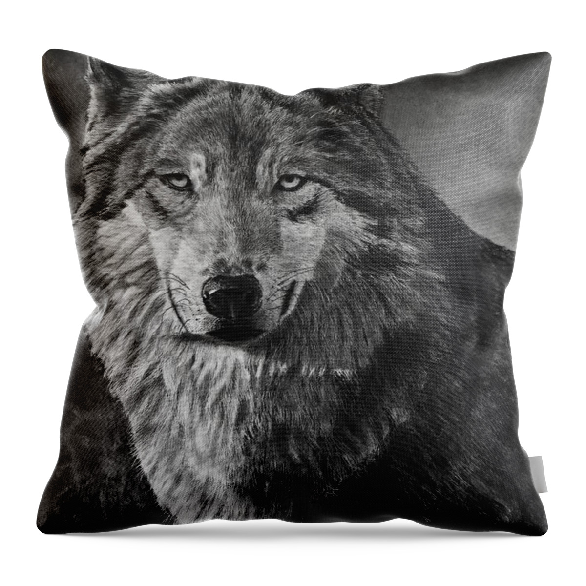 Wolf Throw Pillow featuring the drawing Alpha by Greg Fox