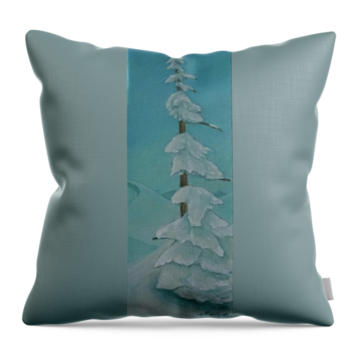 Skiing Throw Pillow featuring the painting Alpine Tree by Whitney Palmer