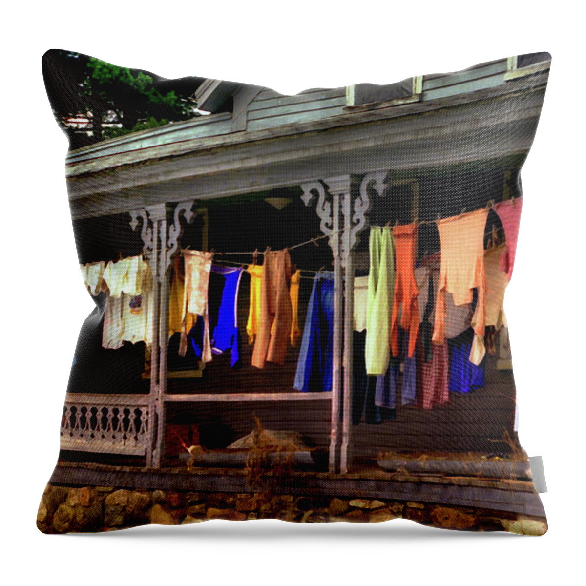 Alton Throw Pillow featuring the photograph Alton Washday Revisited by Wayne King