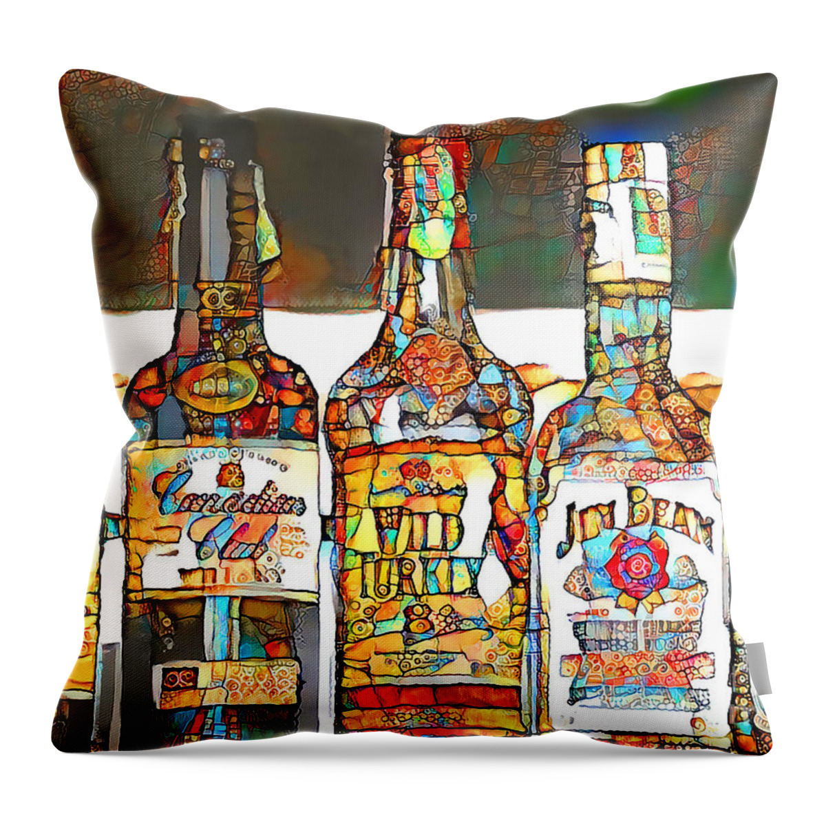 Wingsdomain Throw Pillow featuring the photograph Always Carry A Bottle Of Whiskey In Case Of Snakebite in Vibrant Playful Whimsical Colors 20200529 by Wingsdomain Art and Photography
