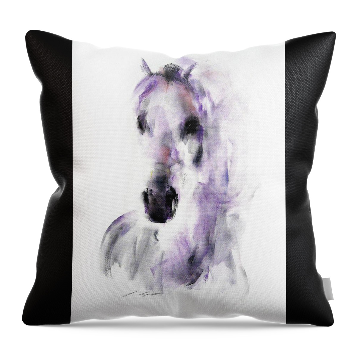 Equestrian Painting Throw Pillow featuring the painting Amal by Janette Lockett