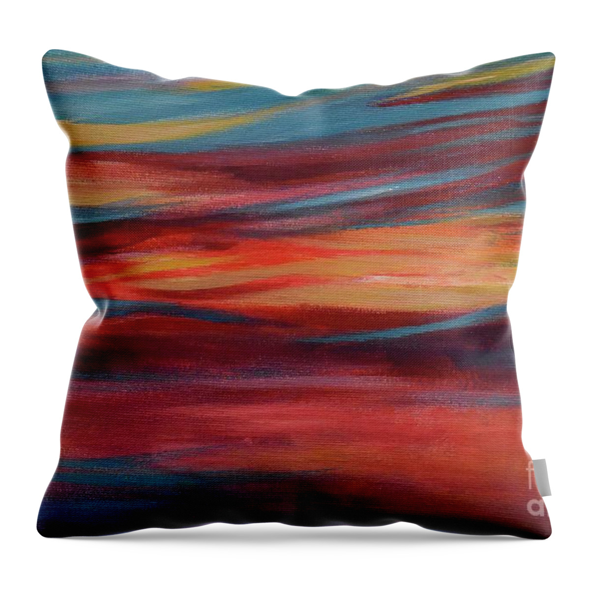 Nature Throw Pillow featuring the painting Amazing Sunset Waltz Over The Ocean 02 detail by Leonida Arte