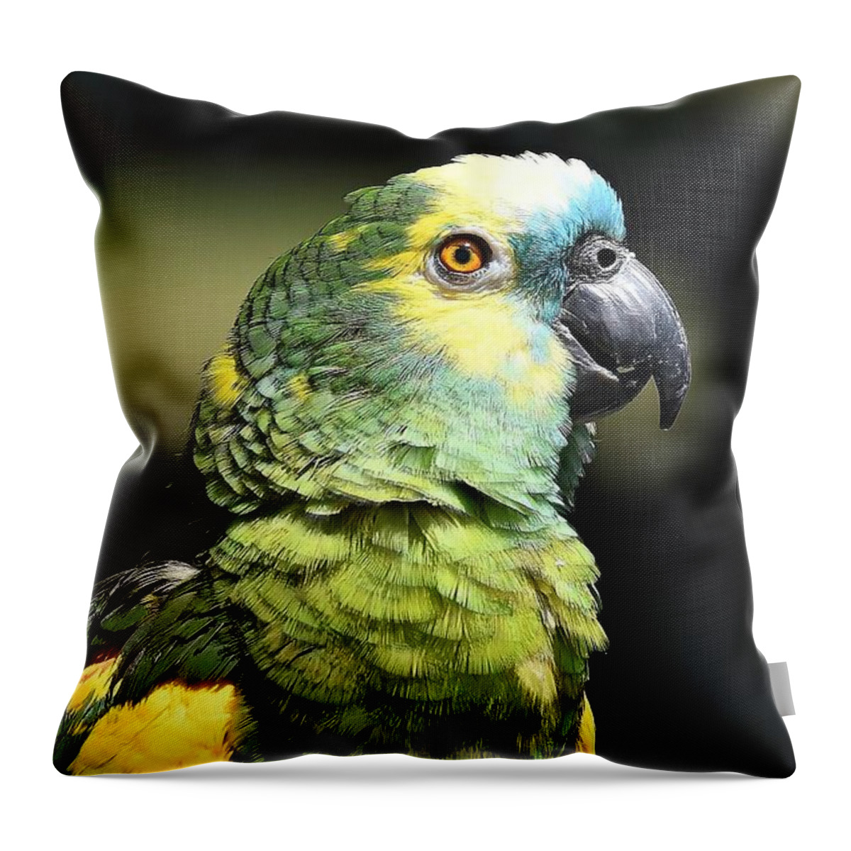 Blue Fronted Amazon Parrot Throw Pillow featuring the photograph Amazon Beauty by Fraida Gutovich