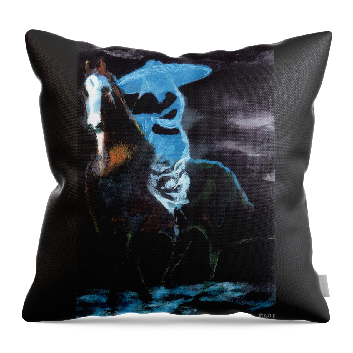 Horse Throw Pillow featuring the painting Amazzone notturna by Enrico Garff