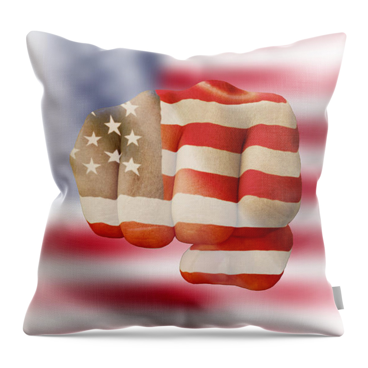 America Throw Pillow featuring the photograph American Flag - Stay Strong USA by Amelia Pearn