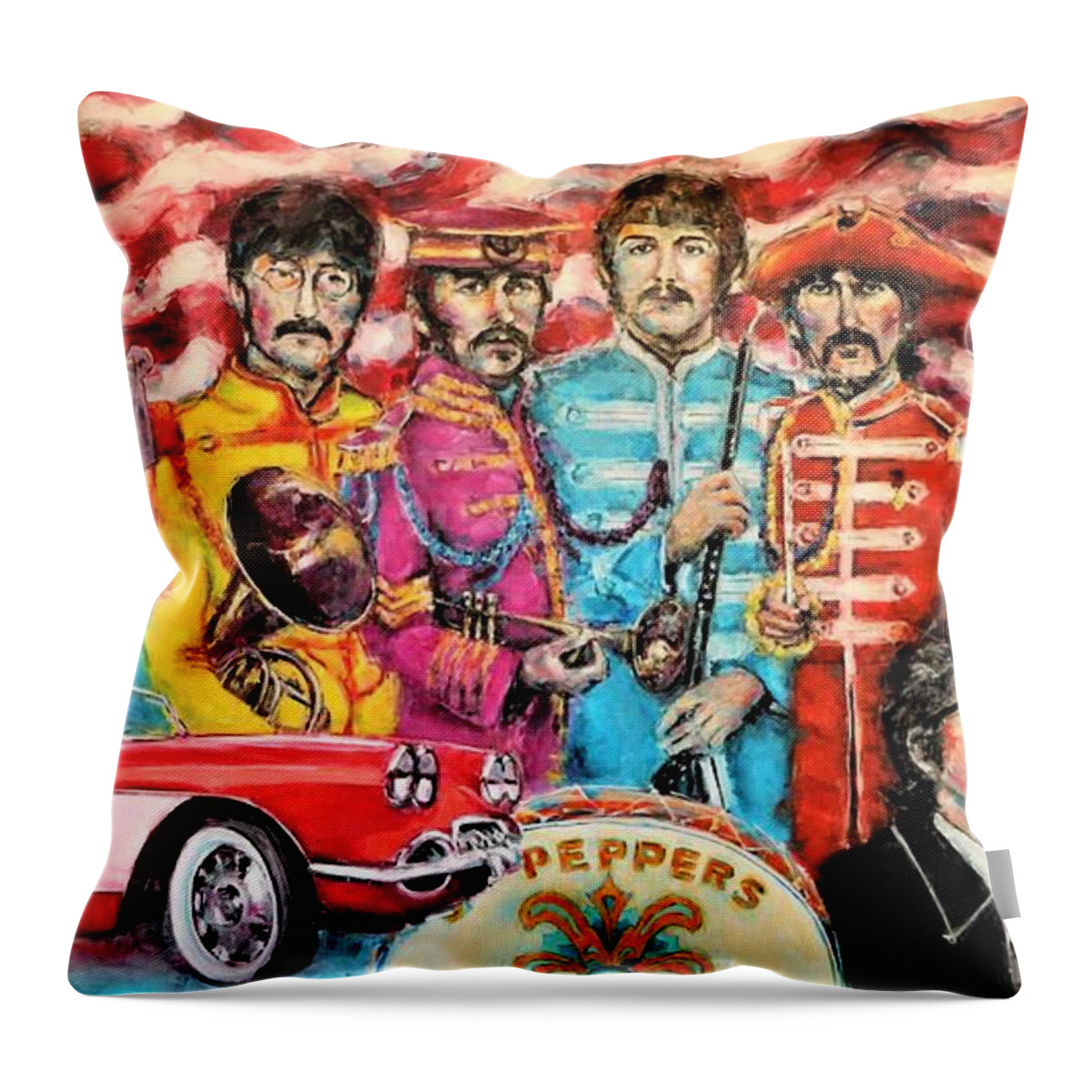 Music Throw Pillow featuring the painting American Pie by Dan Campbell