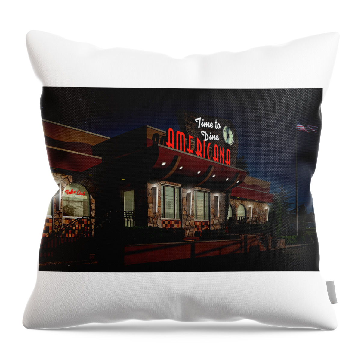Americana Diner Throw Pillow featuring the photograph Americana Diner by ARTtography by David Bruce Kawchak
