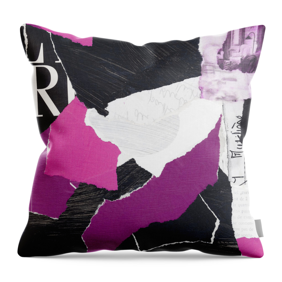 Collage Throw Pillow featuring the mixed media 0083-Amethyst by Anke Classen