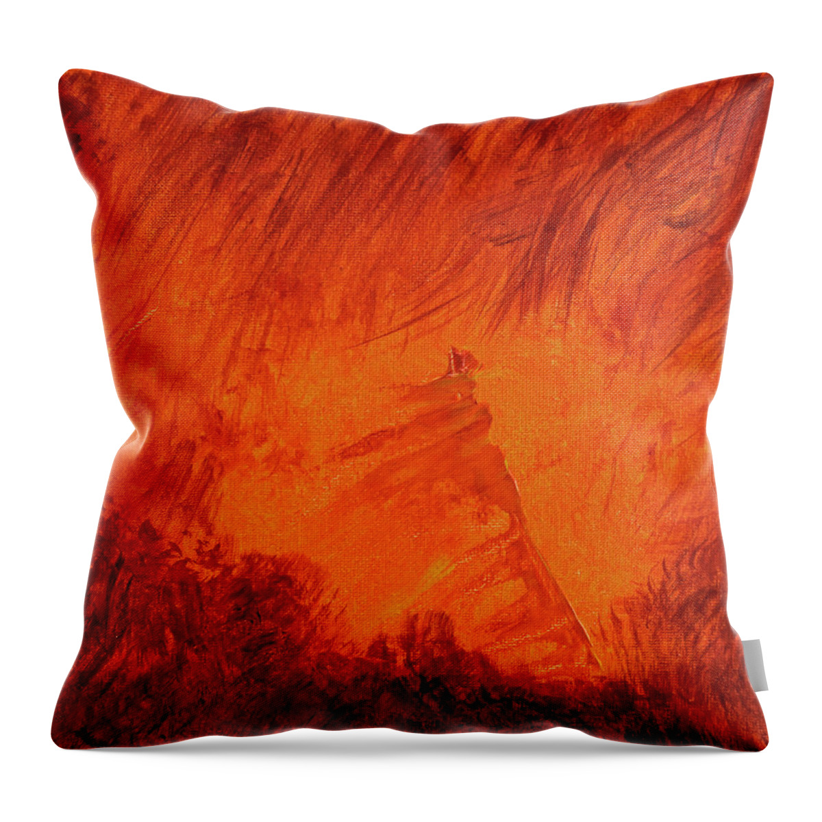 Admidst Throw Pillow featuring the painting Amidst The Inferno by Joe Loffredo