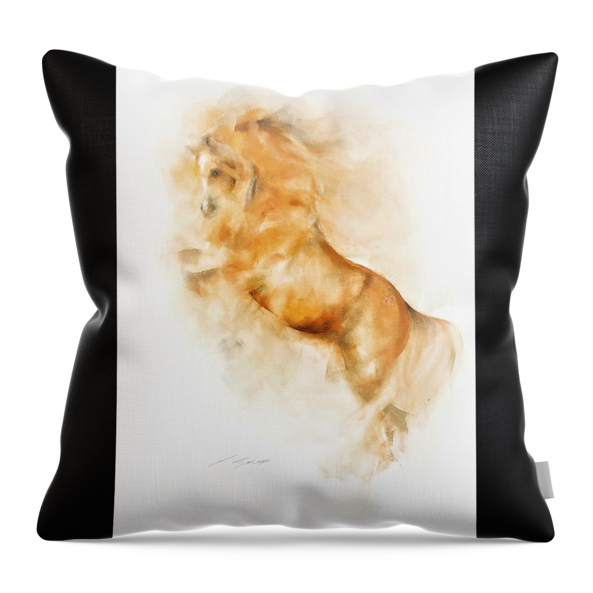 Equestrian Painting Throw Pillow featuring the painting Amin by Janette Lockett