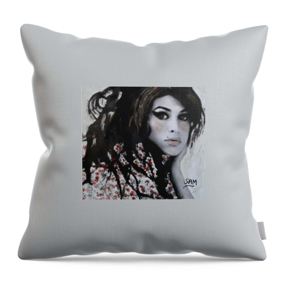 Amy Throw Pillow featuring the painting Amy by Sam Shaker