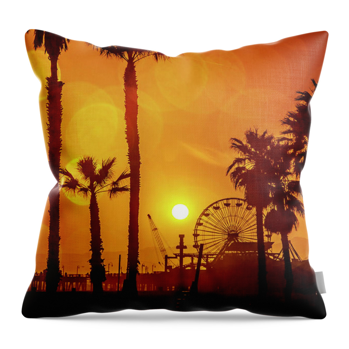 Santa Monica Sunset Throw Pillow featuring the photograph An Afternoon In Santa Monica by Az Jackson