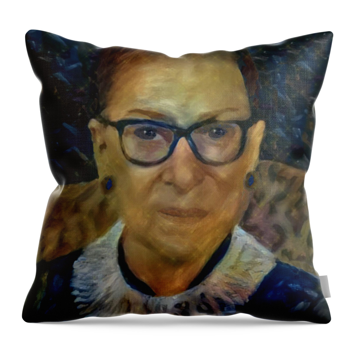 Ruth Bader Ginsburg Throw Pillow featuring the digital art An American Icon - RBG by Artistic Mystic