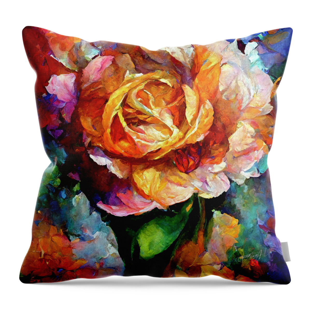Modernart Throw Pillow featuring the mixed media An English Rose Imaginary World 2 by OLena Art by Lena Owens - Vibrant DESIGN