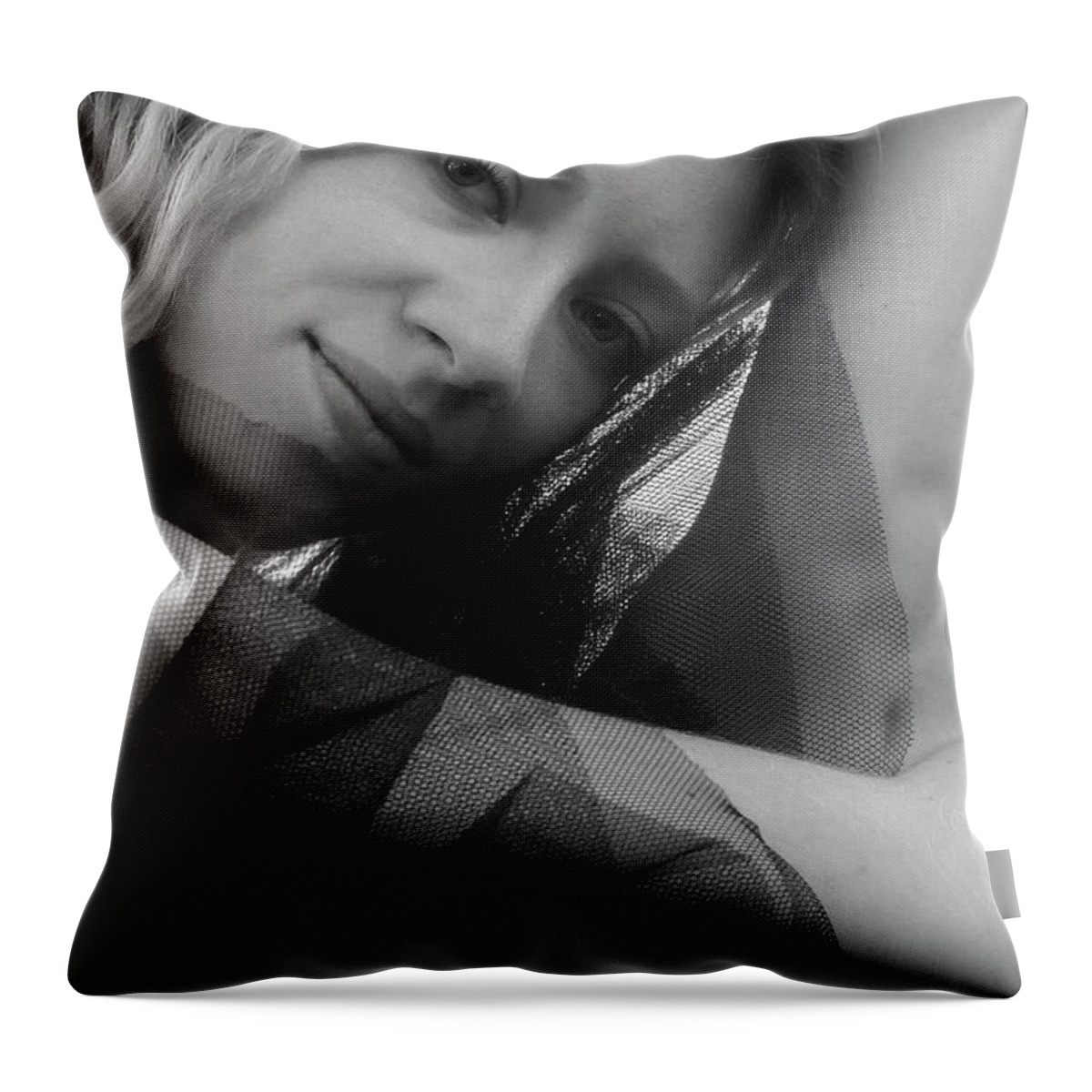 Published Throw Pillow featuring the photograph An Enigmatic Smile by Enrique Pelaez