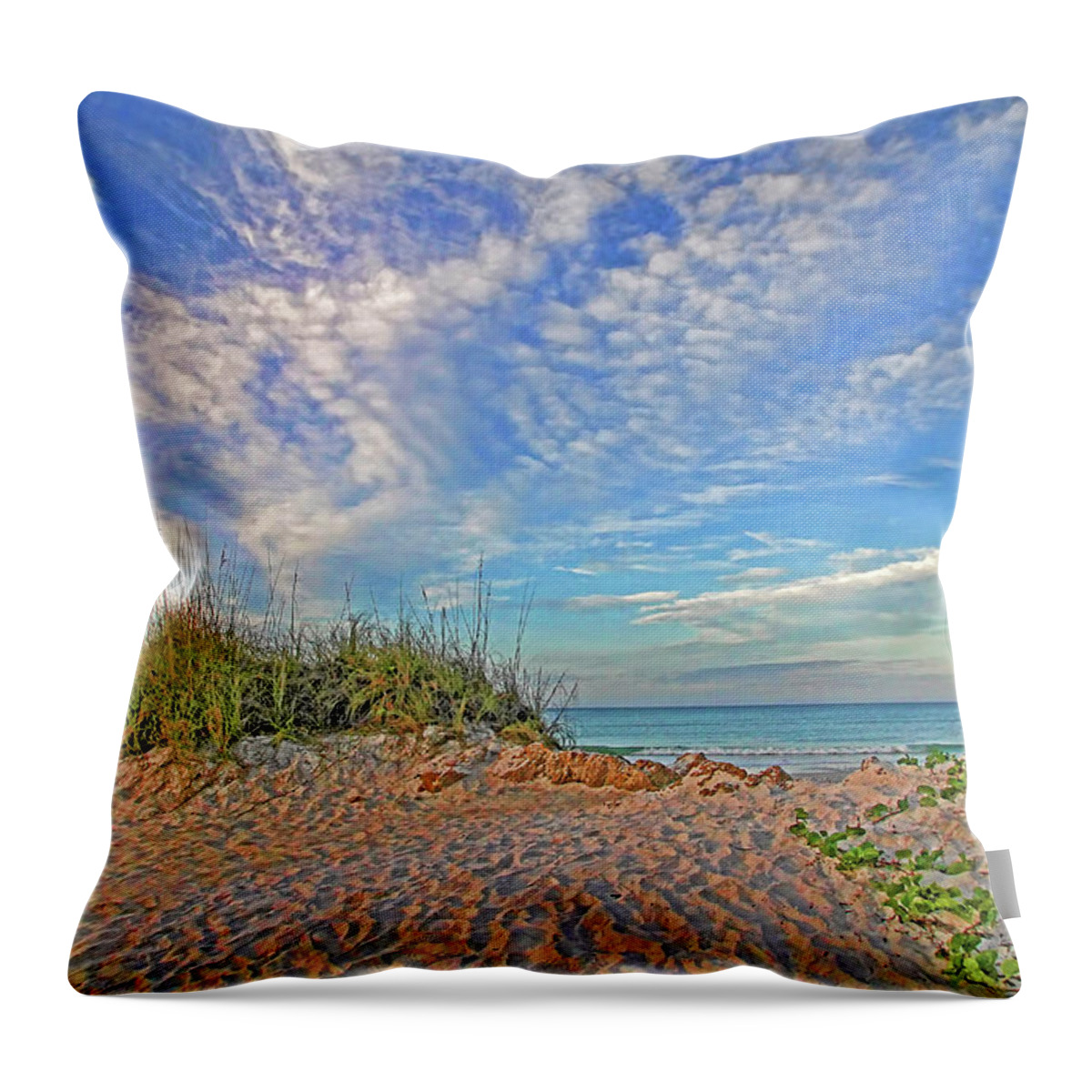 Beach Throw Pillow featuring the photograph An Invitation - Florida Seascape by HH Photography of Florida