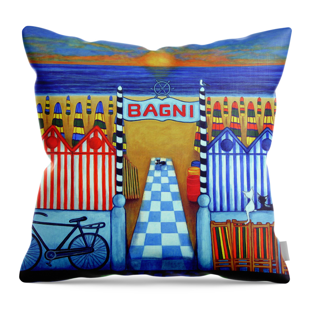 Italy Throw Pillow featuring the painting An Italian Summer's End by Lisa Lorenz