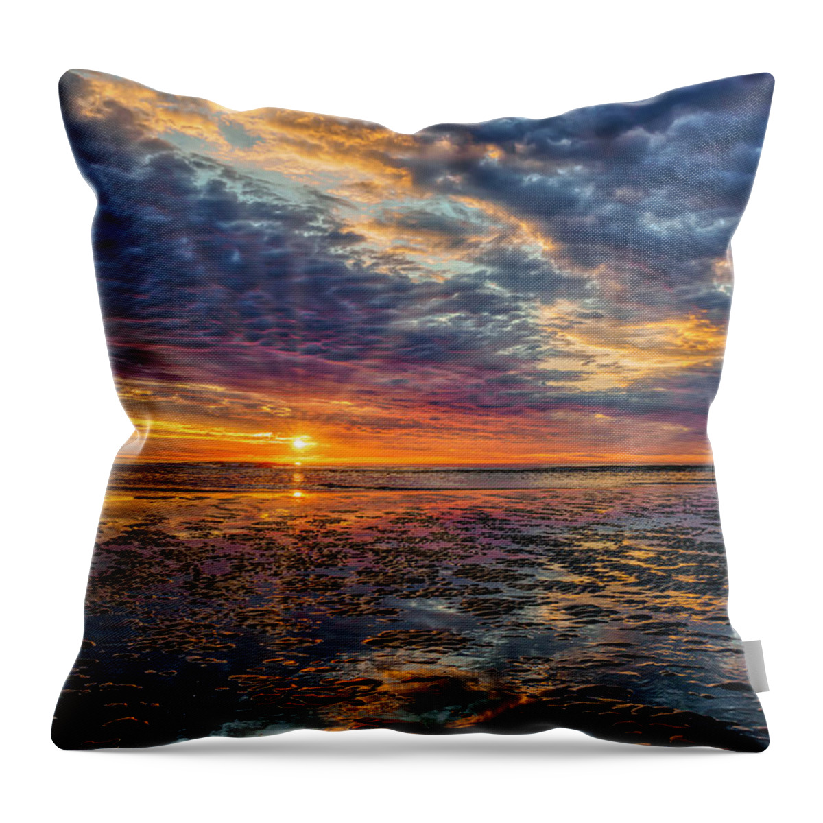 Sunrise Throw Pillow featuring the photograph An Ogunquit Sunrise by Penny Polakoff