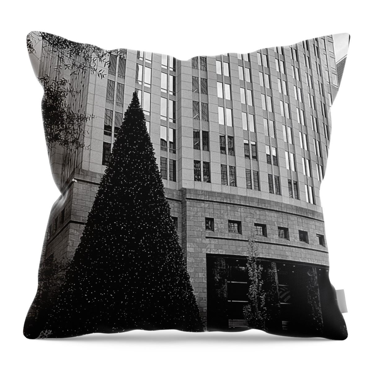 Charlotte Throw Pillow featuring the photograph An Uptown Christmas BW by Lee Darnell