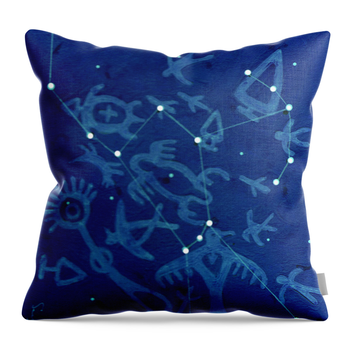 Pictographs Throw Pillow featuring the painting Ancestor Knowledge by Chholing Taha