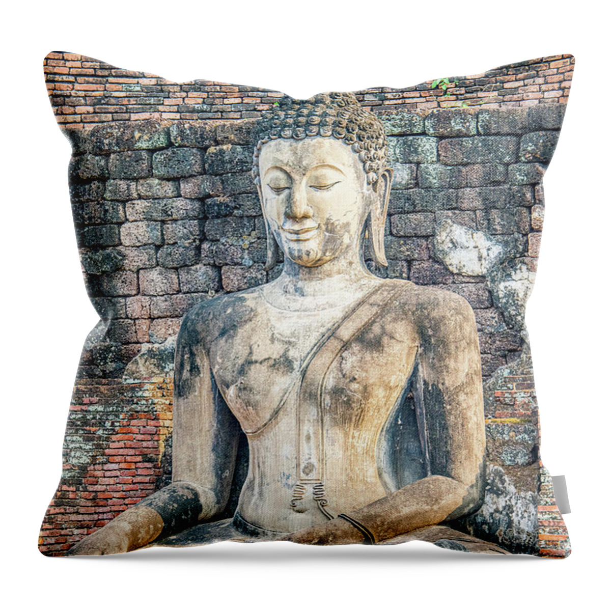 Thailand Photography Throw Pillow featuring the photograph Ancient Buddha by Marla Brown