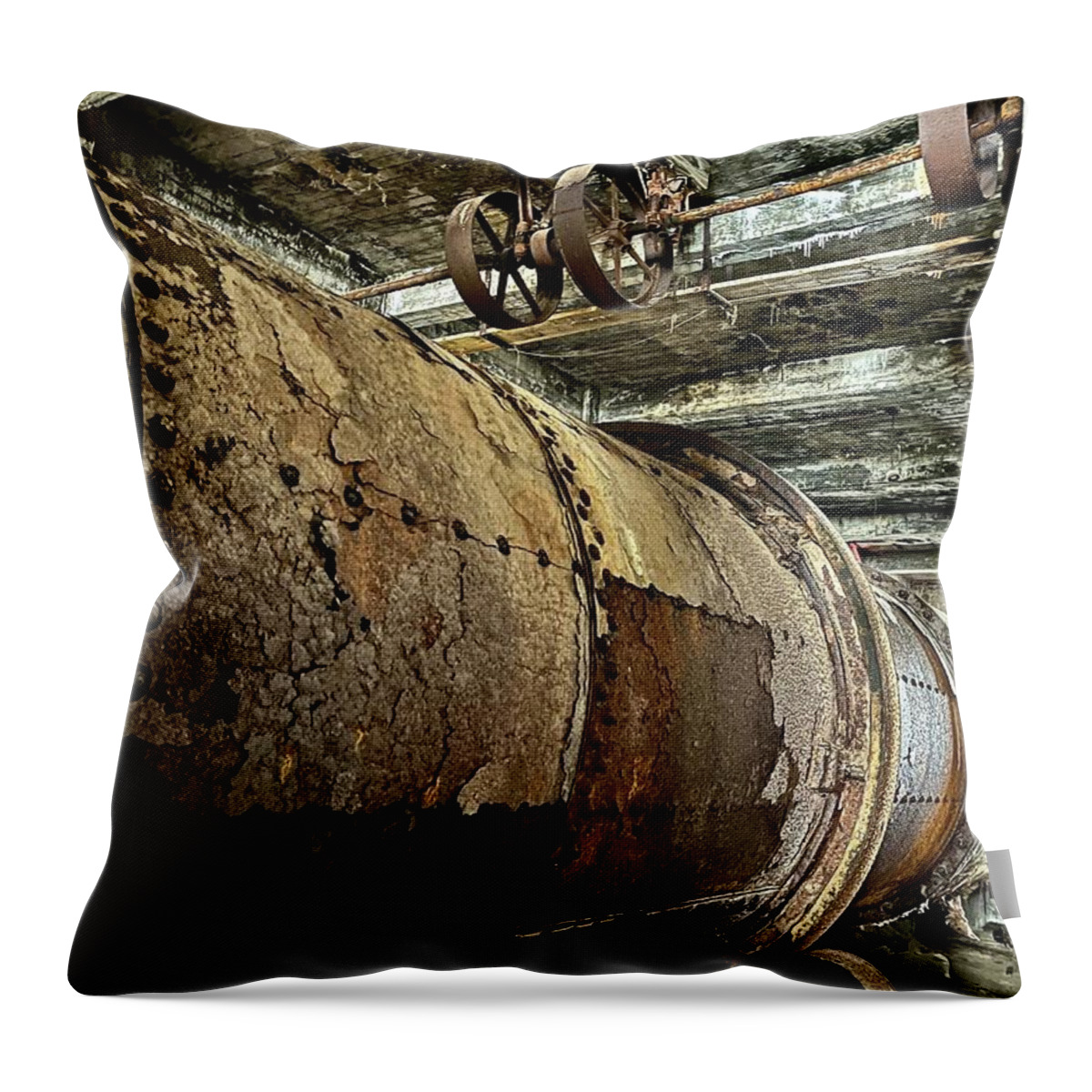 Old Throw Pillow featuring the photograph Ancient Machinery by Sarah Lilja
