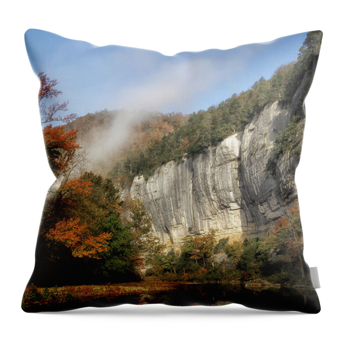 Buffalo River Throw Pillow featuring the photograph And the Fog Lifts by James Barber