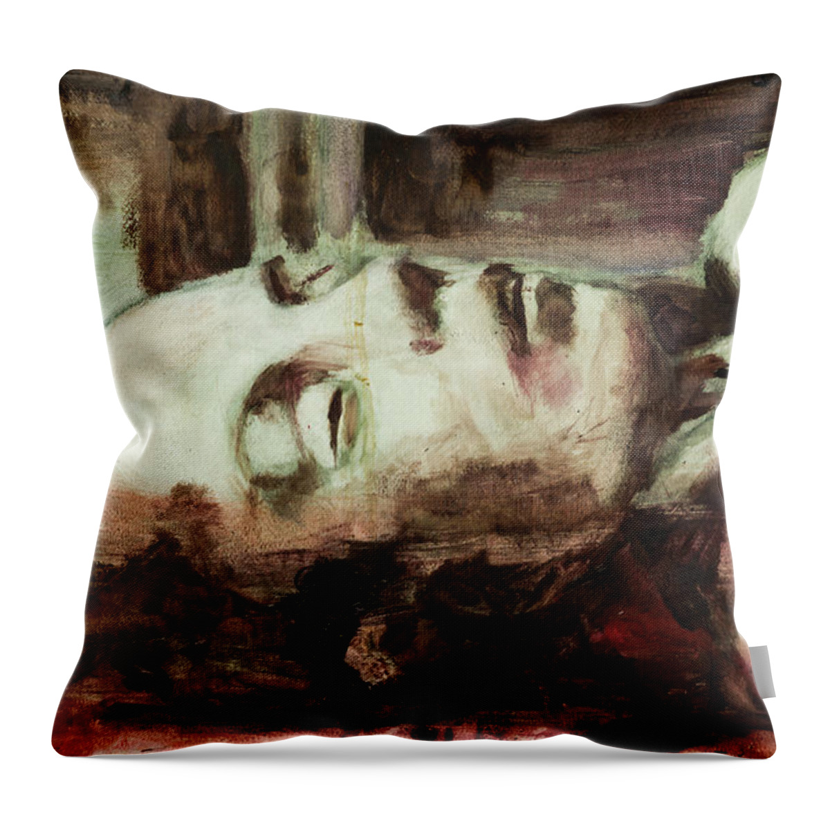 #acrylicpainting Throw Pillow featuring the painting And We Loved Each Other So Much, Study 7 by Veronica Huacuja