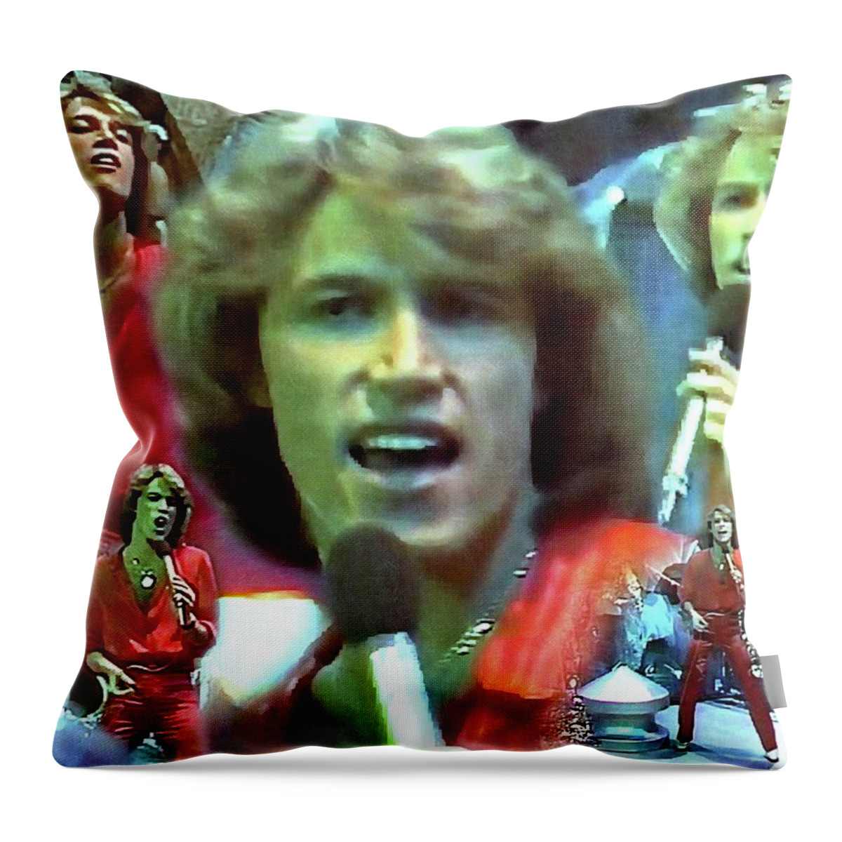 Andy Gibb Throw Pillow featuring the painting Andy Gibb by Mark Baranowski