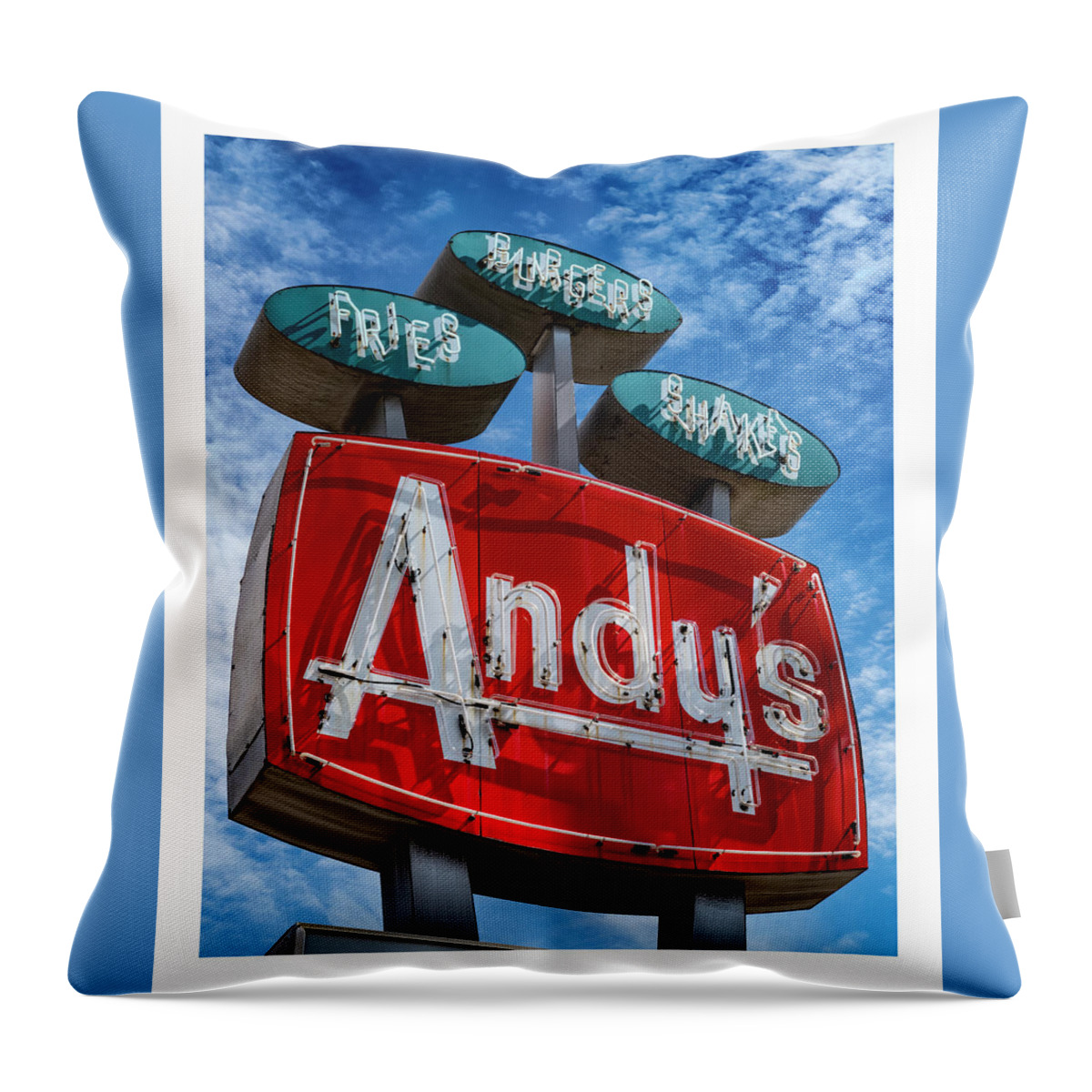 Andy's Throw Pillow featuring the photograph Andy's Igloo Drive In by ARTtography by David Bruce Kawchak