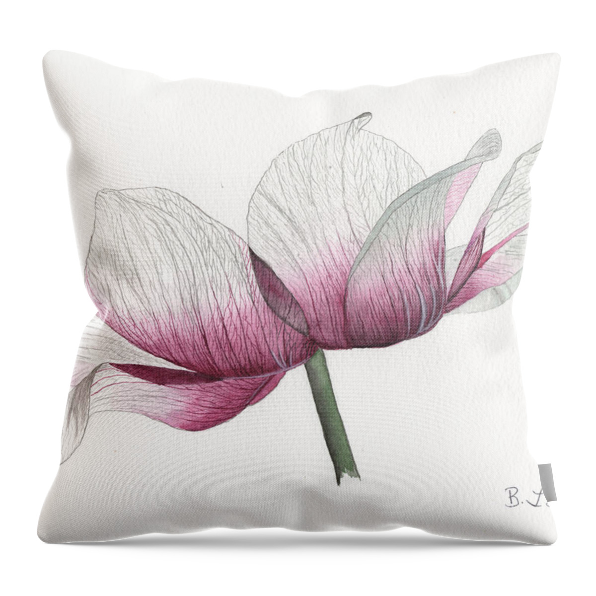Anemone Throw Pillow featuring the painting Anemone by Bob Labno