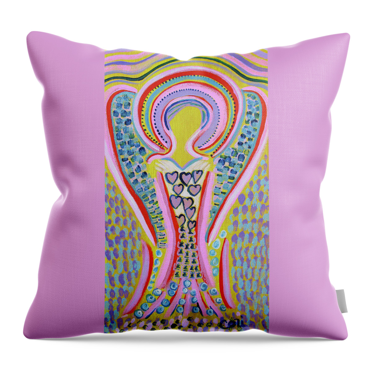 Angel Throw Pillow featuring the painting Angel by the Sea by Corinne Carroll