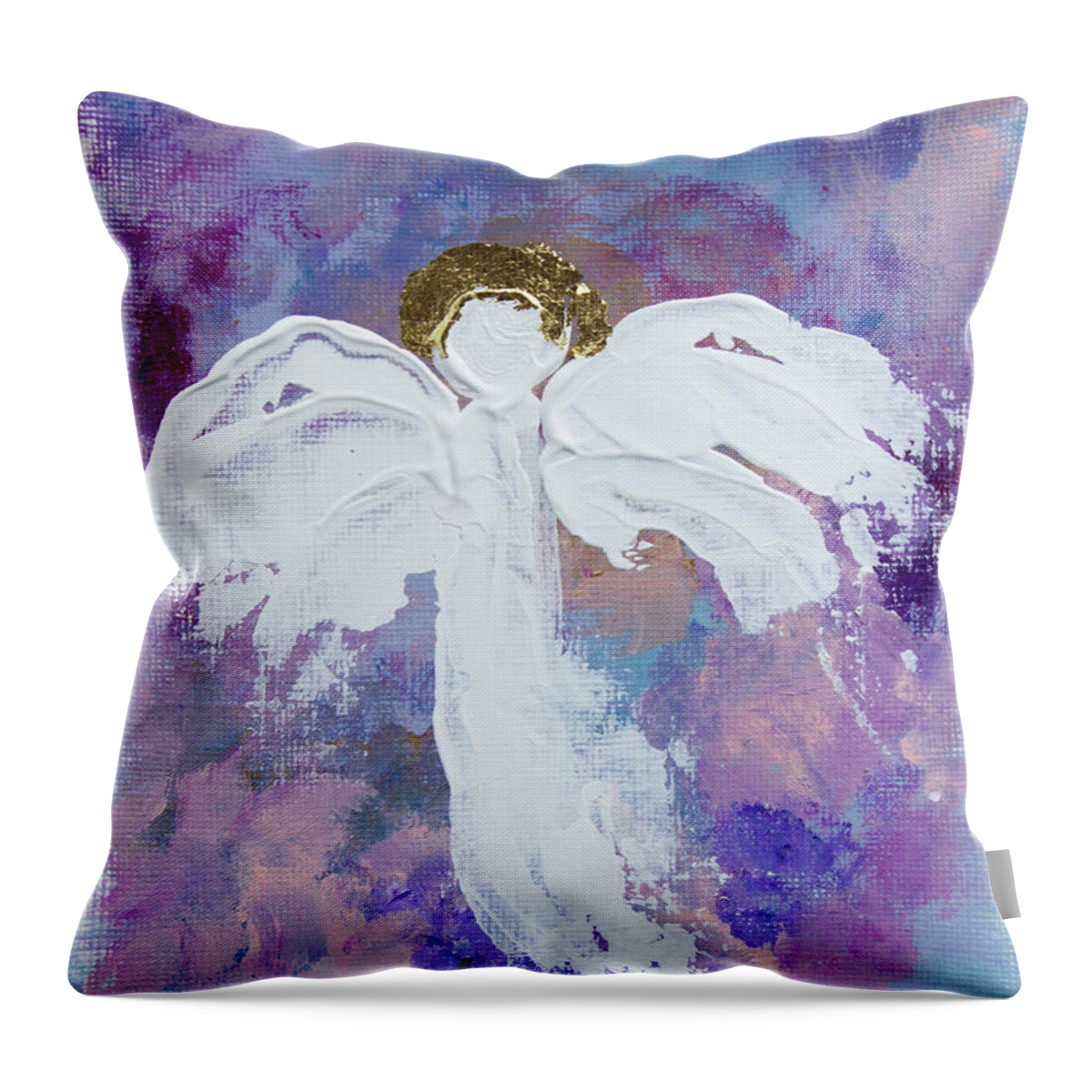 Acrylic Throw Pillow featuring the painting Angel of Determination by Linh Nguyen-Ng