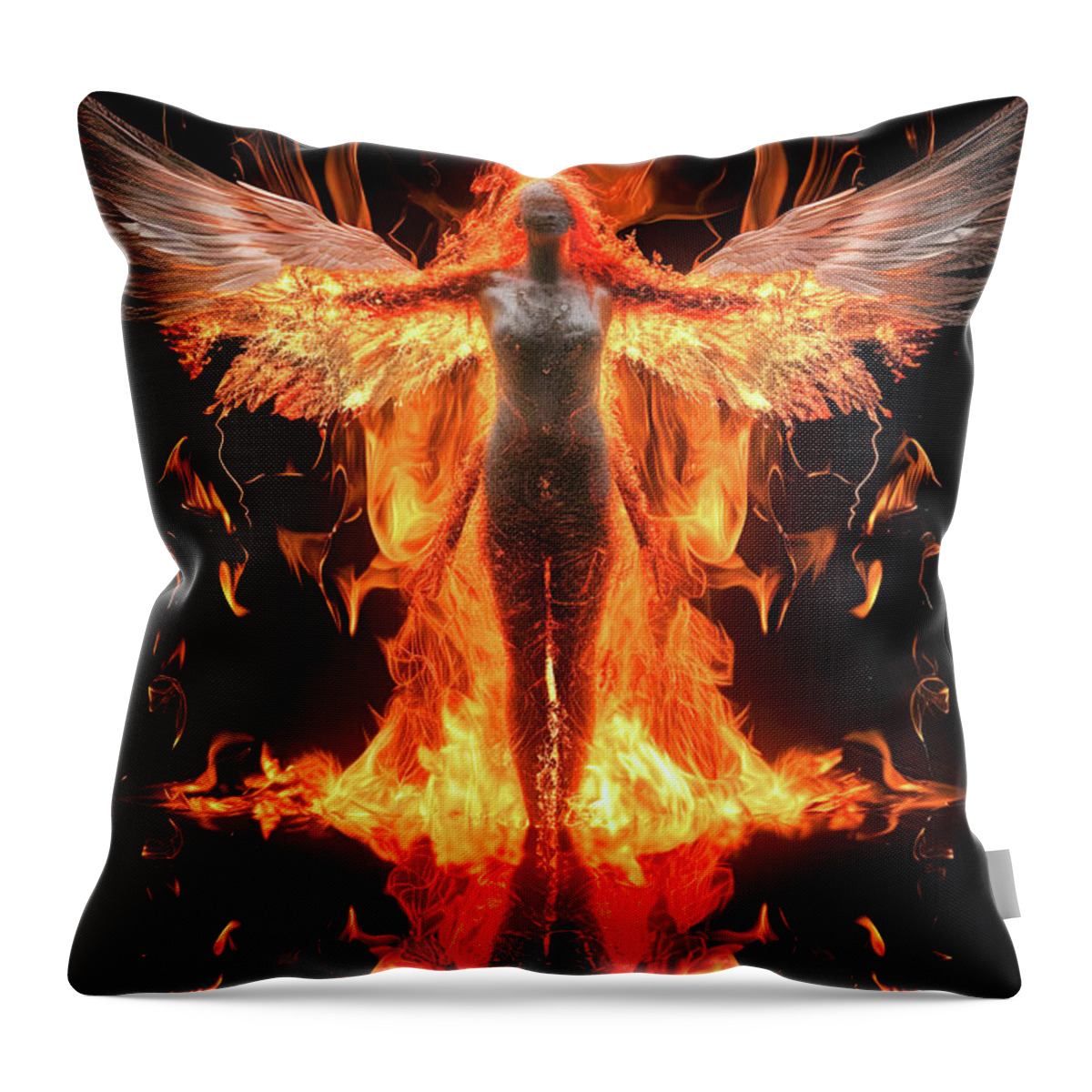 Angel Throw Pillow featuring the digital art Angel of Fire 01 by Matthias Hauser